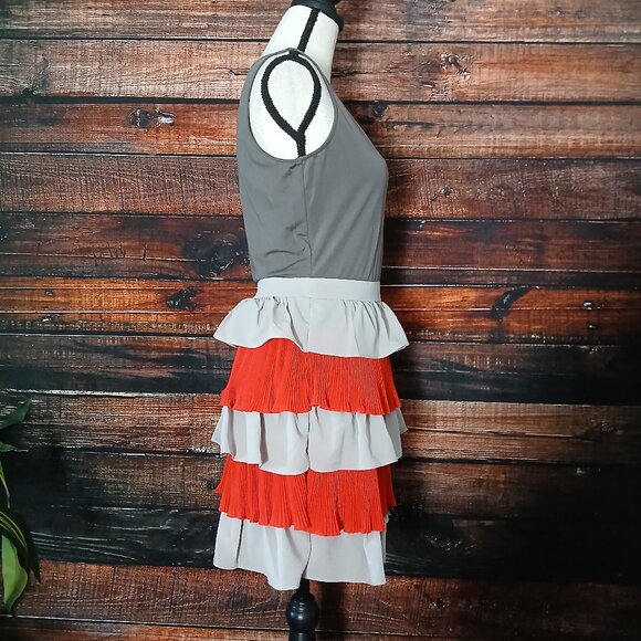 NWT Misope Dress M Tiered Ruffle Layered Lined Side Zip Tank Stretch Y2K - Picture 6 of 11